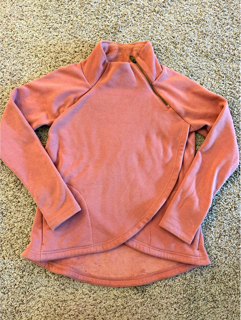 Athleta Women's XS Dusty Pink Cozy Karma Asym Pullover Fleece Athleisure Gym